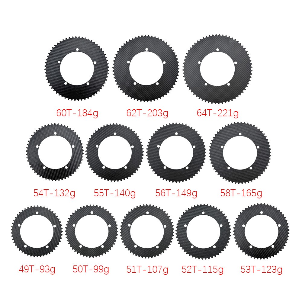 Ultralight Track Bike Carbon Fiber Chainring Fixed Sprocket BCD144 49-64T
