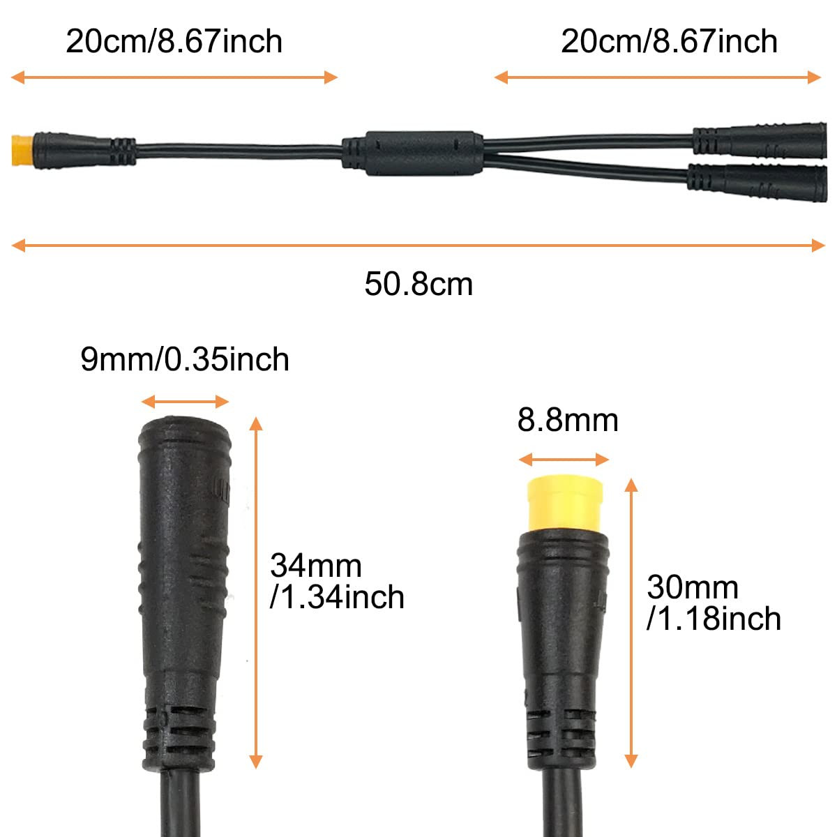 Electric Bike Gear Sensor 1T2 Y-Splitter Cable, Ebike Shift Sensor for Bafang El