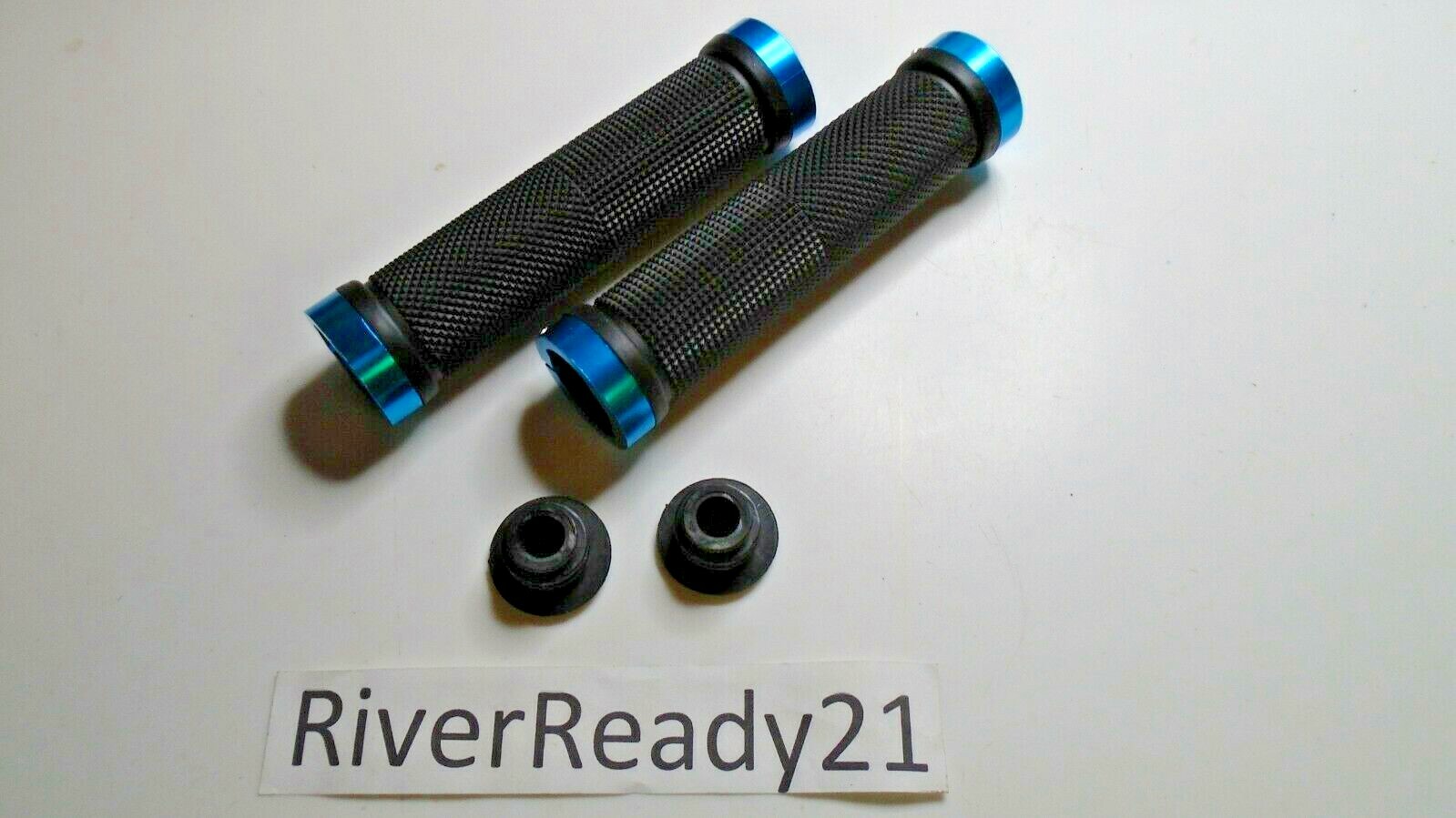 Black w/ Blue Lock-on Grips for 7/8″ bars Jet-Ski Sea-Doo Bike bmx super-jet