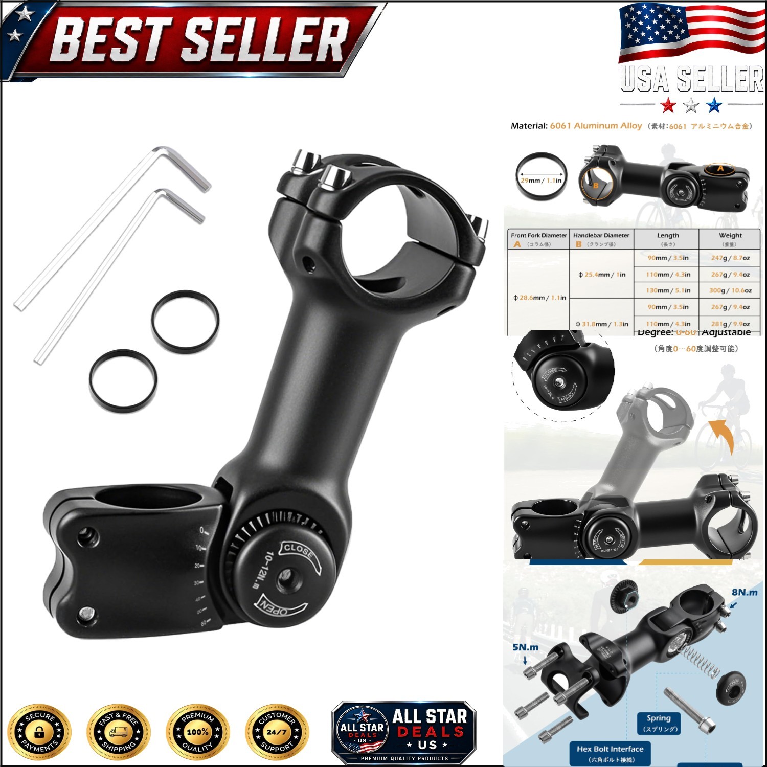 25.4mm Adjustable Bicycle Stem Extender for Optimal Riding Posture & Comfort