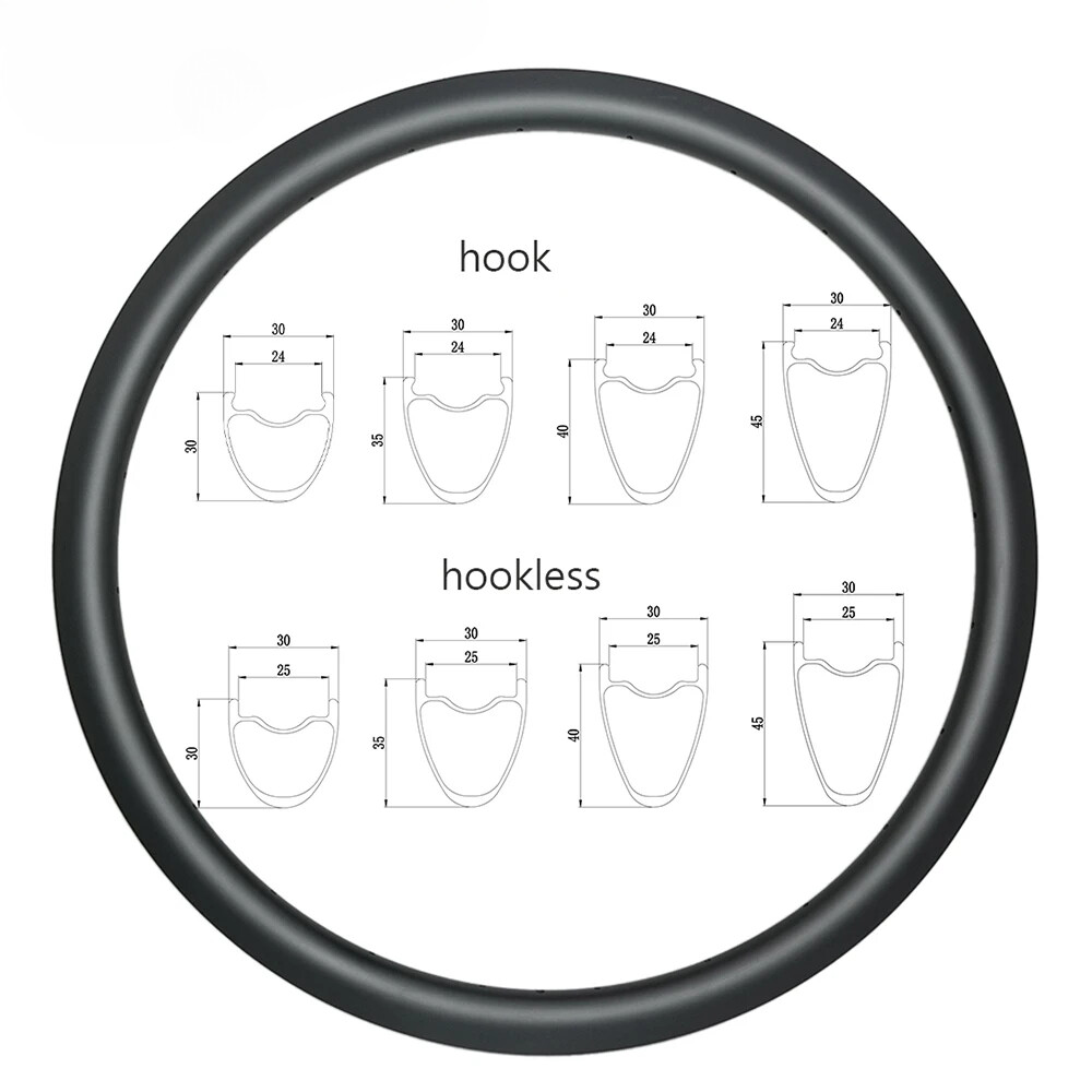 Road Bike Carbon Rims Disc Brake 700c 30mm Wide 35mm 40mm 45mm UD Matte Glossy