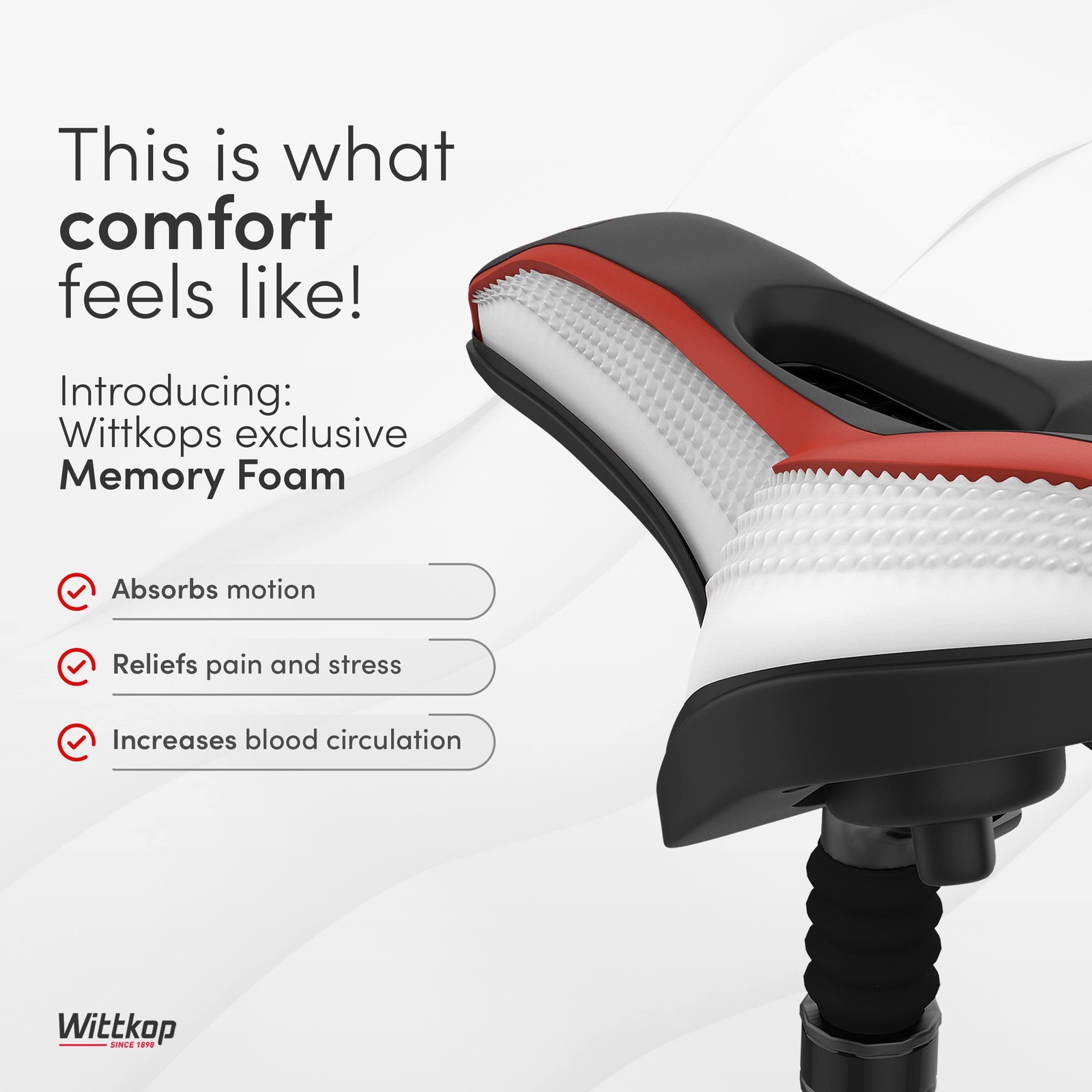 Wittkop Bike Seat, L: 10 in; W: 8.5 H: 3.2 Weight: 1.4 lb, black