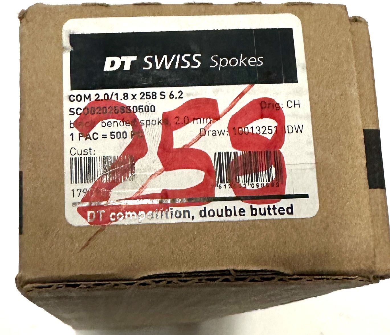 DT SWISS COMPETITION Spokes Black J-bend 2.0/1.8mm 14/15/14 DB 258mm 20/Count
