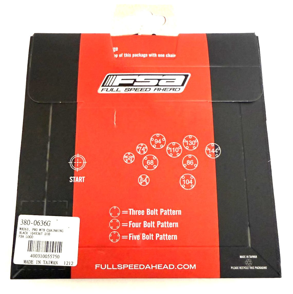 FSA Afterburner 104 BCD 104BCD 36 tooth Alloy MTB Chainring WA263 380-0636G NEW