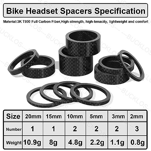 11PCS Headset Spacer Set for Mountain & Road Bikes – Aluminum & Carbon Fiber Was