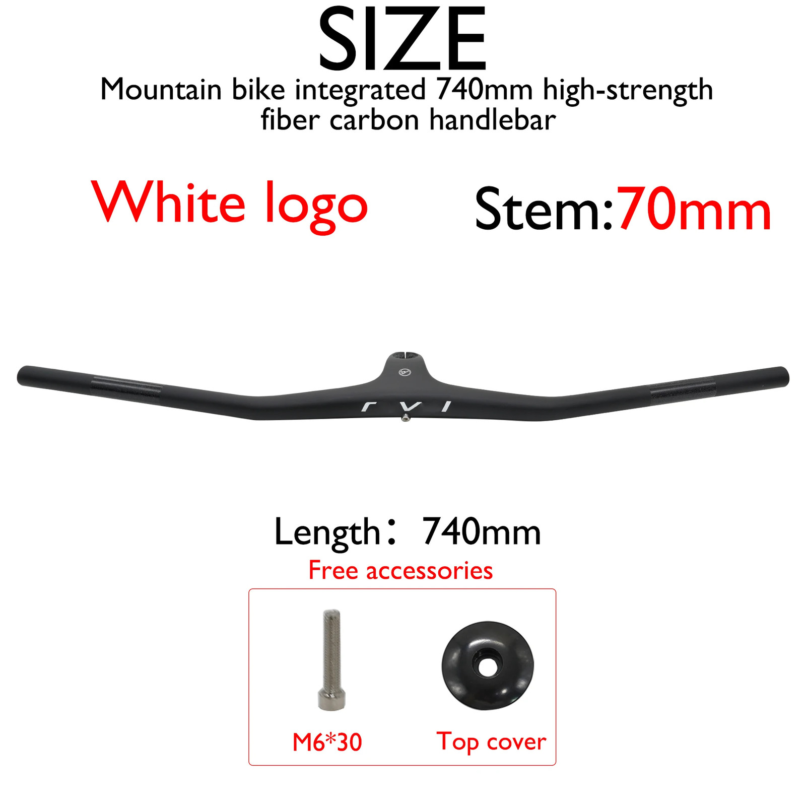 Light Weight Carbon Fiber Integrated MTB Bicycle Handlebar 28.6mm 740mm
