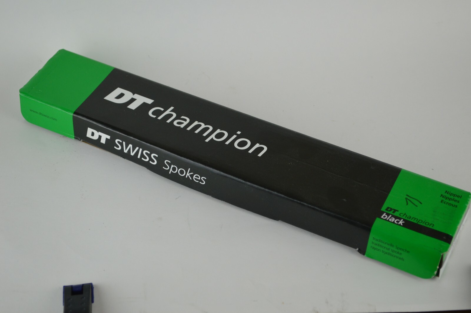 DT Swiss Champion Spoke: 2.0mm 258mm J-bend Black Single Spokes Silver Nipples
