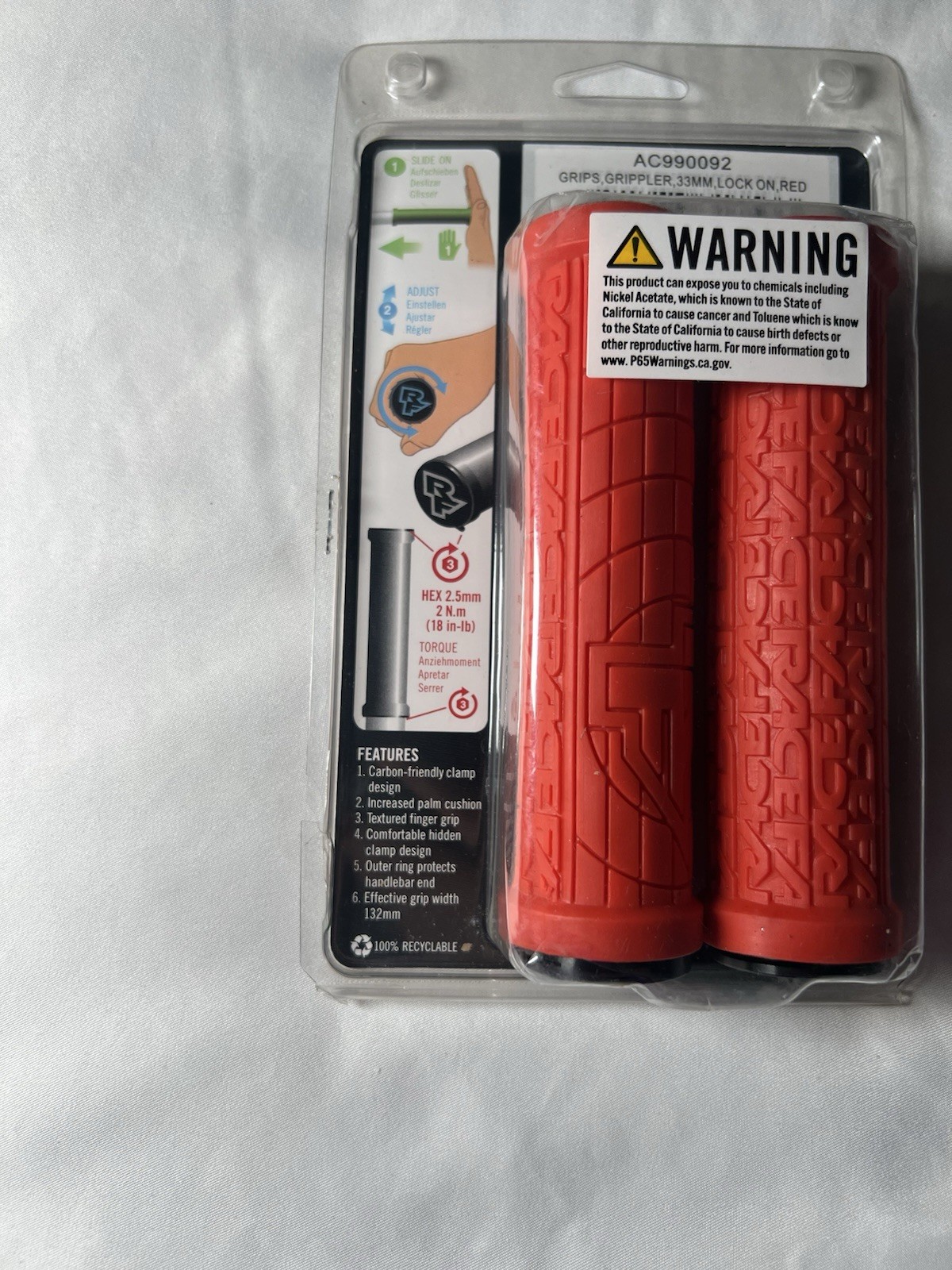 RaceFace Grippler Grips – Red, Lock-On, 33mm