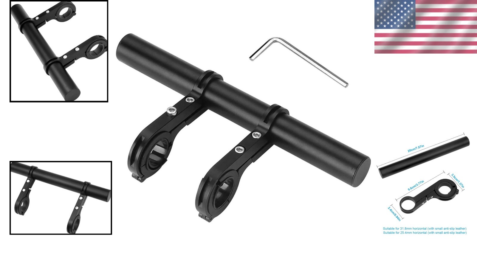 20cm Aluminum Alloy Bicycle Handlebar Extension – Secure Mounting for Lights