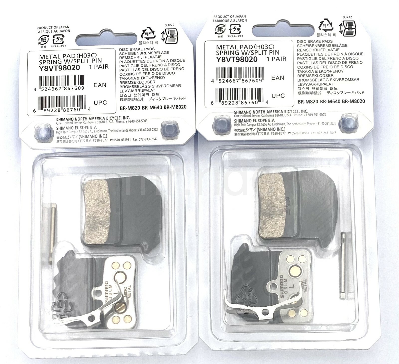 Shimano SAINT ZEE Metal 4-Piston Brake Pads H03C W/ Spring+Fin Y8VT98020 2 Pairs
