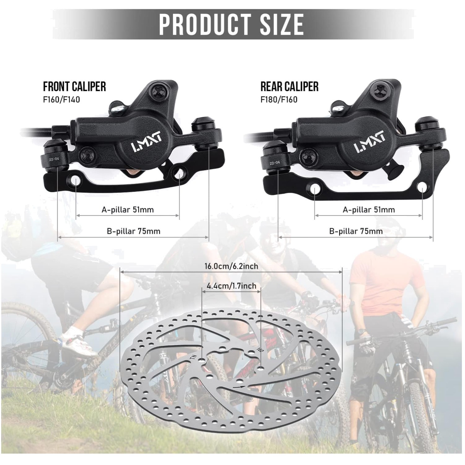 Left Front & Right Rear Brake Kit, Hydraulic Disc Brake Set