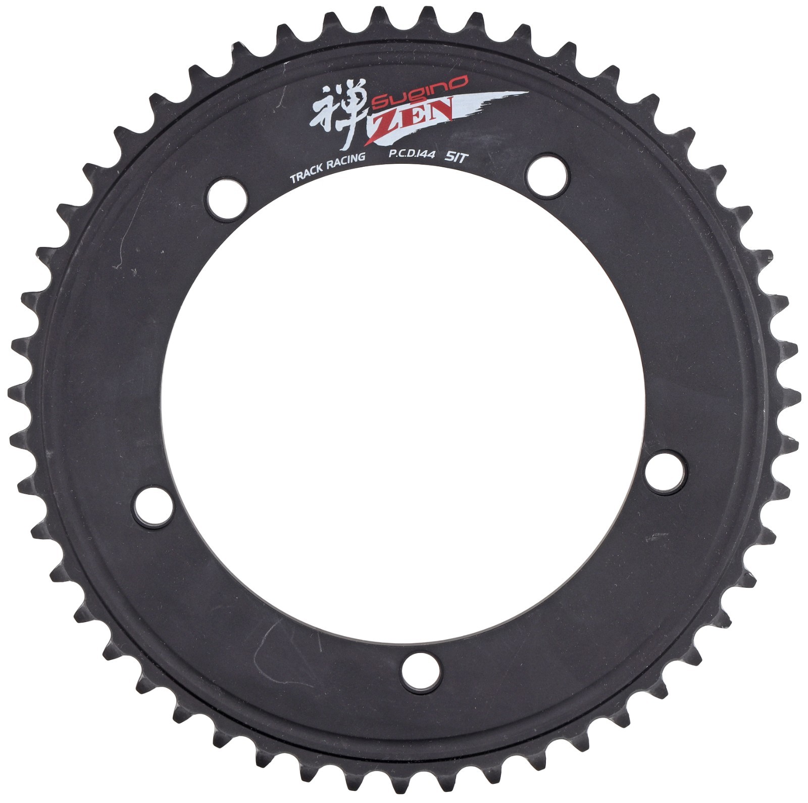 Sugino Zen Track Bike Racing Chainring 144BCD 5-Bolt 47T – 56T BLACK Fixed Gear