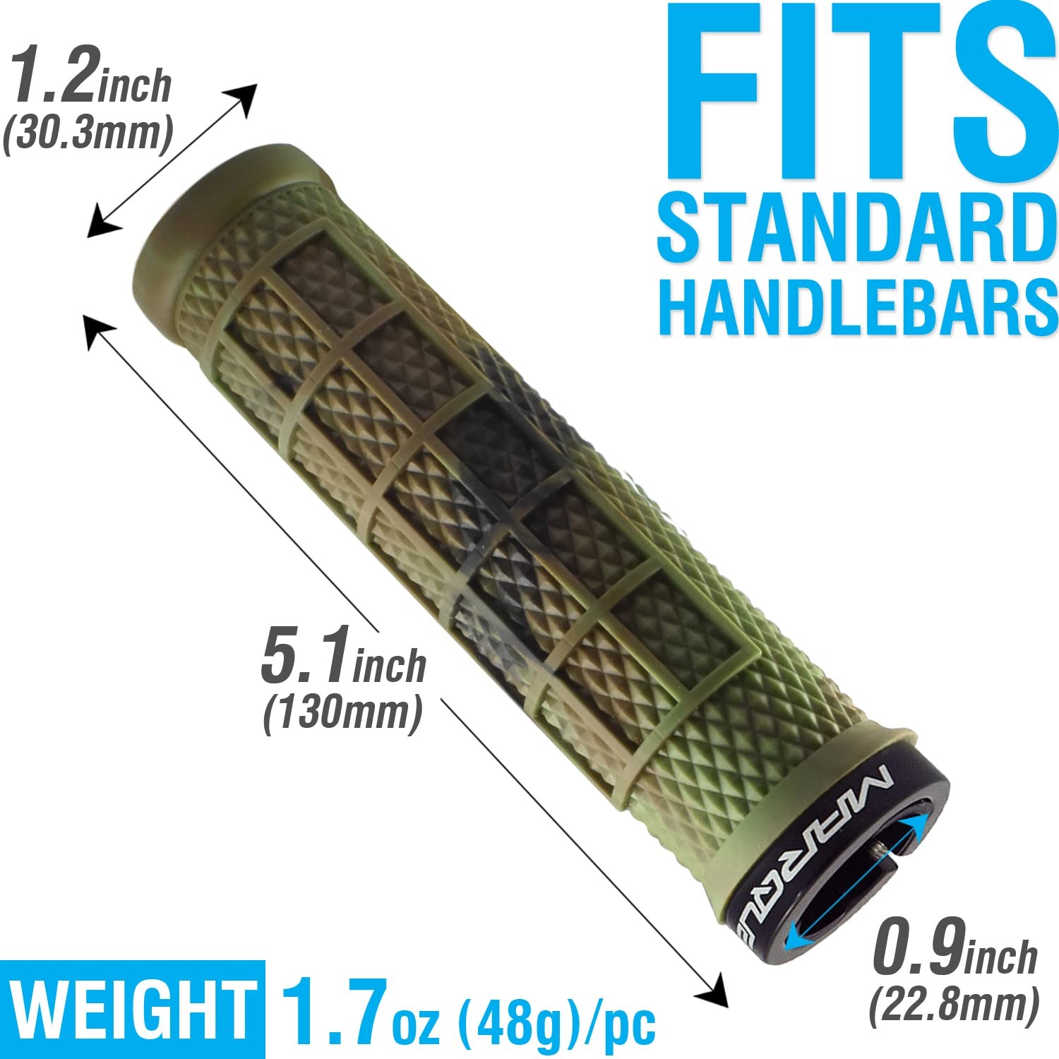 Marque Grapple Mountain Bike Handlebar Grips – Single Lock-On Ring MTB and BMX