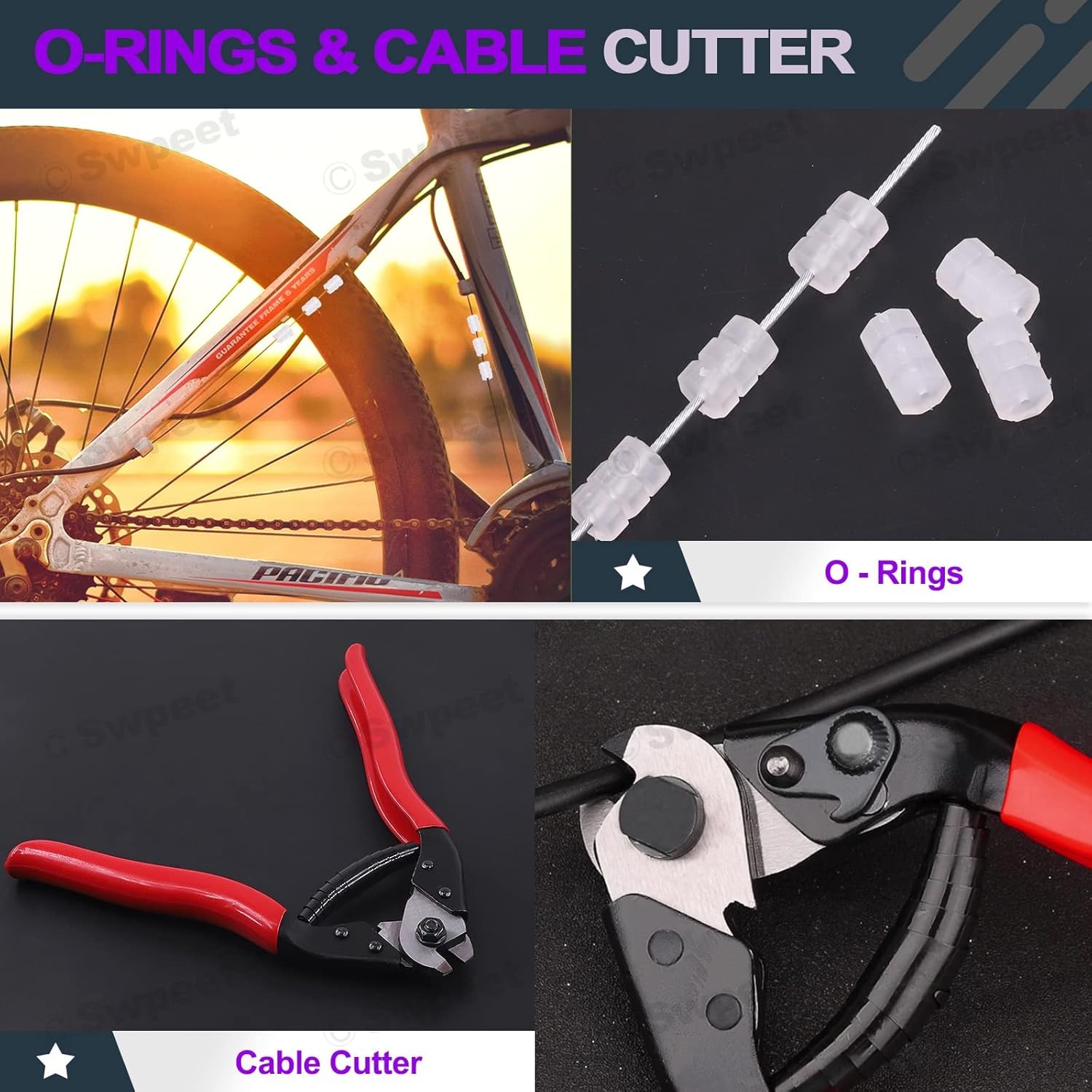 Swpeet 83Pcs Stainless Steel Bike Cable Cutter and Brake Cable Housing Shift Cab