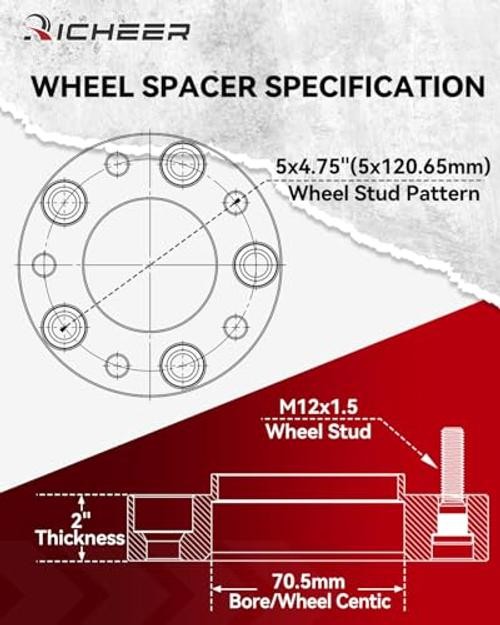 2″ 5×4.75 Wheel Spacers for Camaro Corvette Eldorado – Thickness 2 Inch
