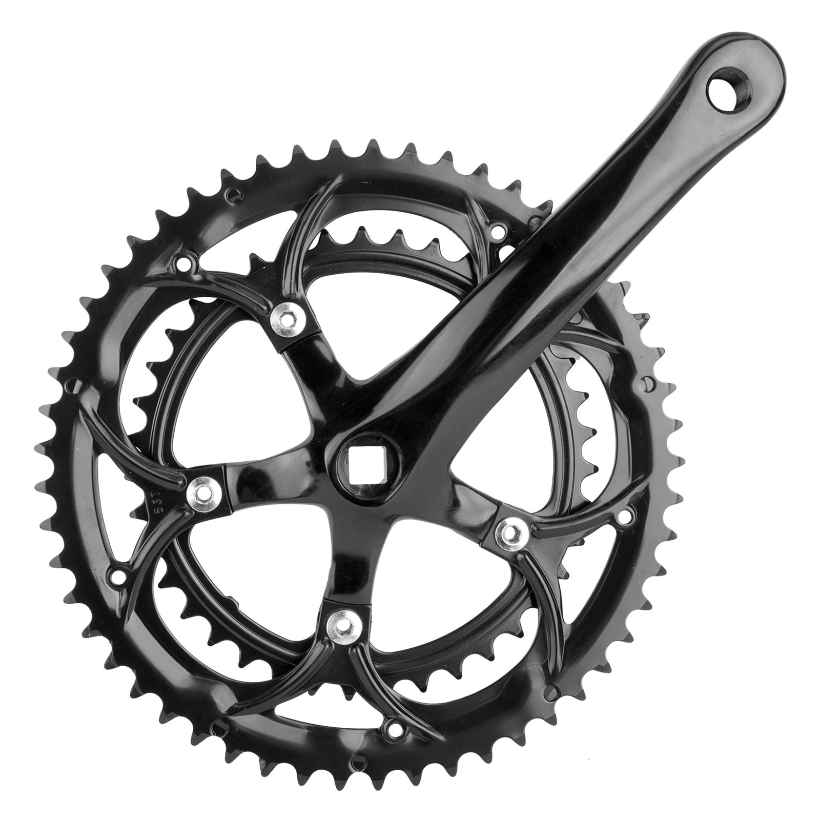 Sunlite Alloy Double Crankset, 170mm x 53-39t, Black 170mm, Silver