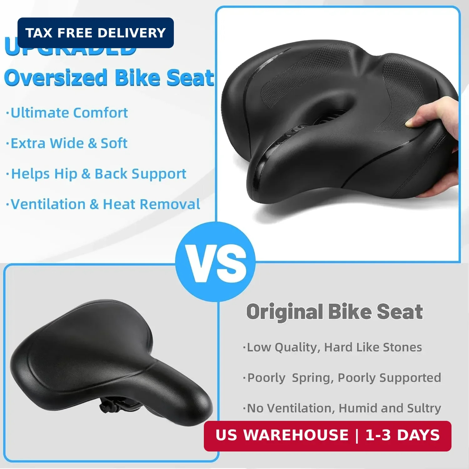 CDYWD Oversized Bike Seat for Men & Women Comfort, Extra Wide Bicycle Seat Cushi