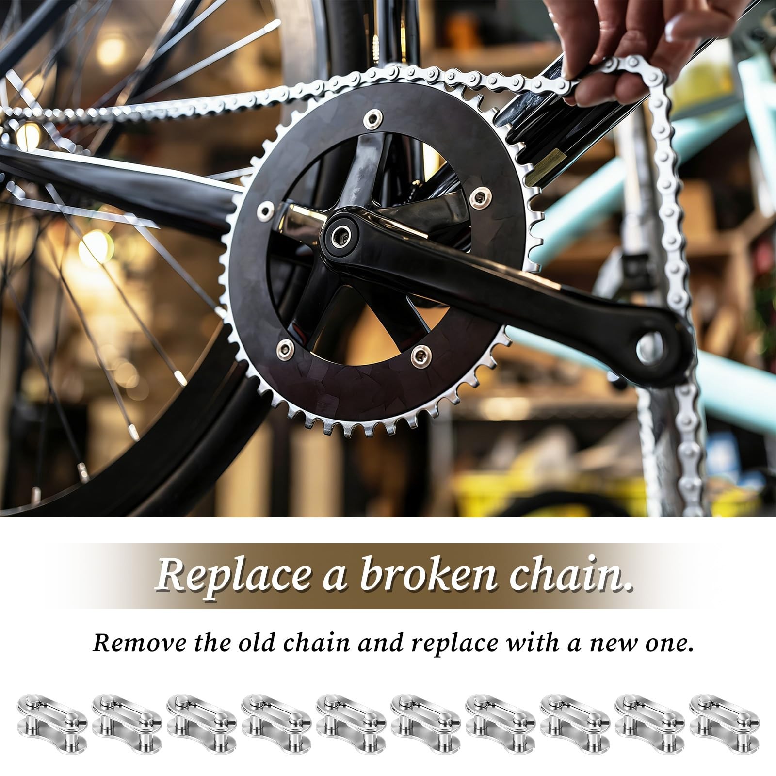 10 Pairs Bike Chain Master Link for Bicycle Missing Link, Single Speed Chain