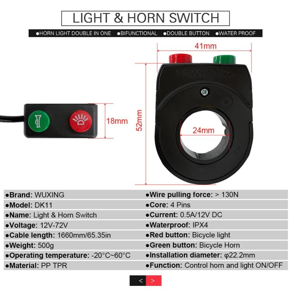 Electric Bike Light Ebike Headlight Tail Lights LED Brake Lamp Kit