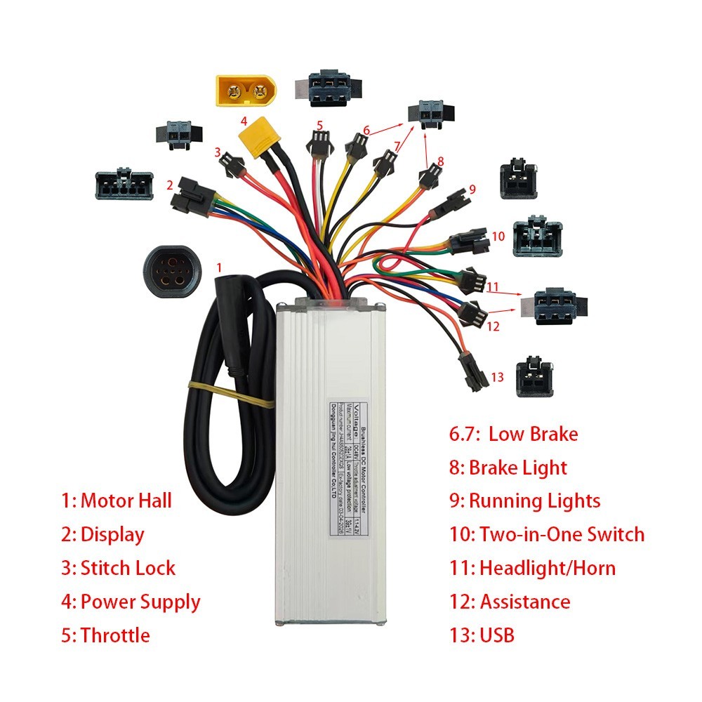 Brushless Motor Controller JH4AS5052DZXQS 48V 28A Electric Bike Conversion Kit