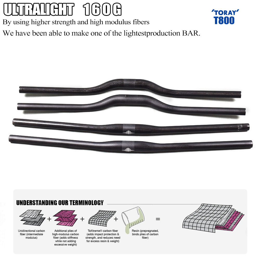 Carbon Fiber Bicycle Riser/Flat bar 31.8mm MTB Mountain Road Bike Handlebar 3K