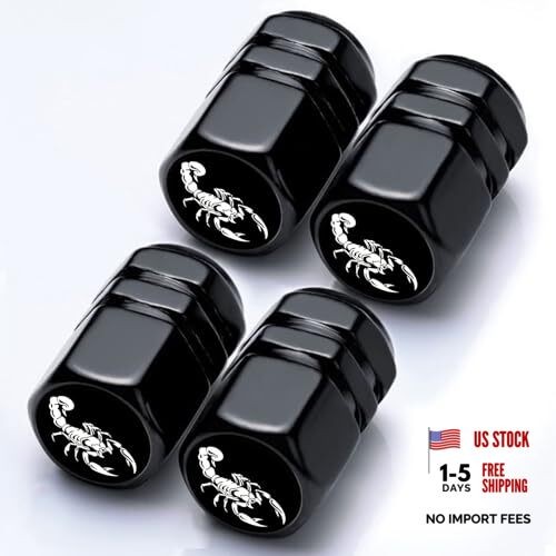 4Pack Tire Valve Stem Cap Car Accessories Aluminum Alloy Rust Scorpion Black
