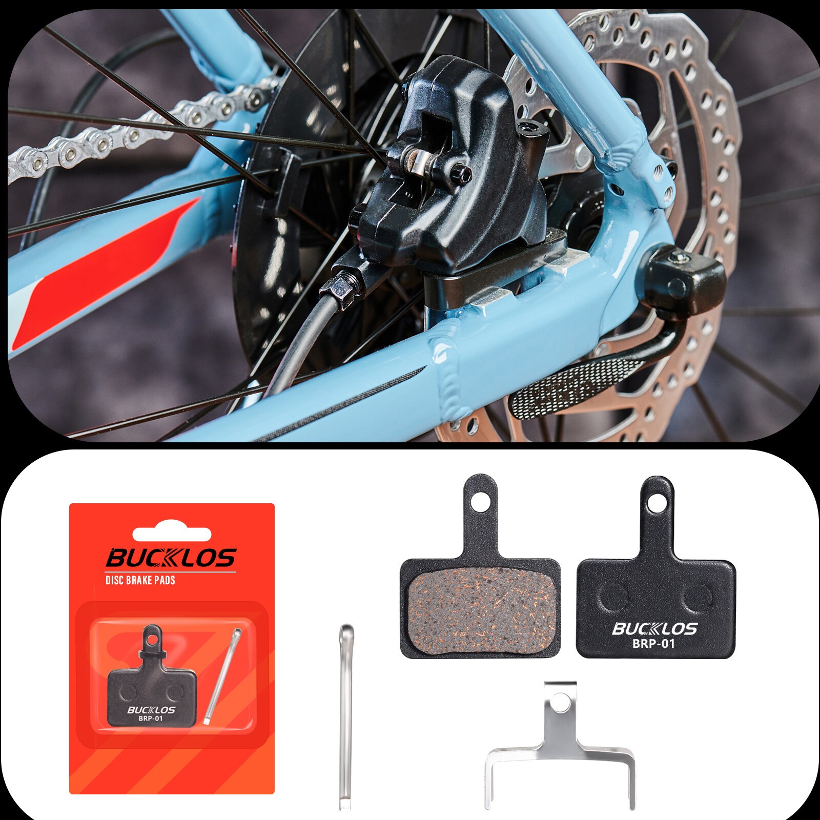 BUCKLOS MTB Bike Semi-Metallic Disc Brake Pad for Shimano B01S B05S Tektro E10