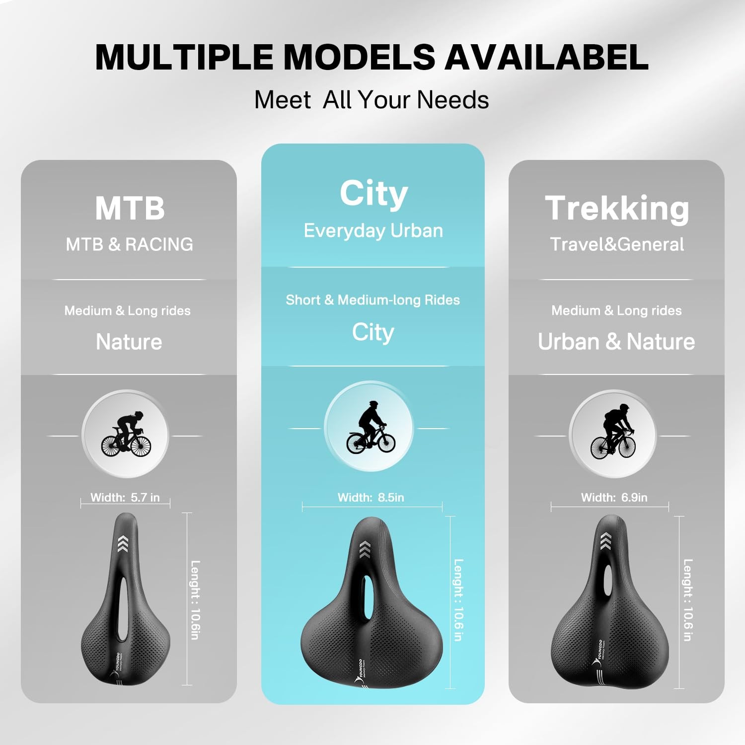 Waterproof Bike Saddle with Memory Foam, Comfort Bicycle Saddle Seat Cushion …