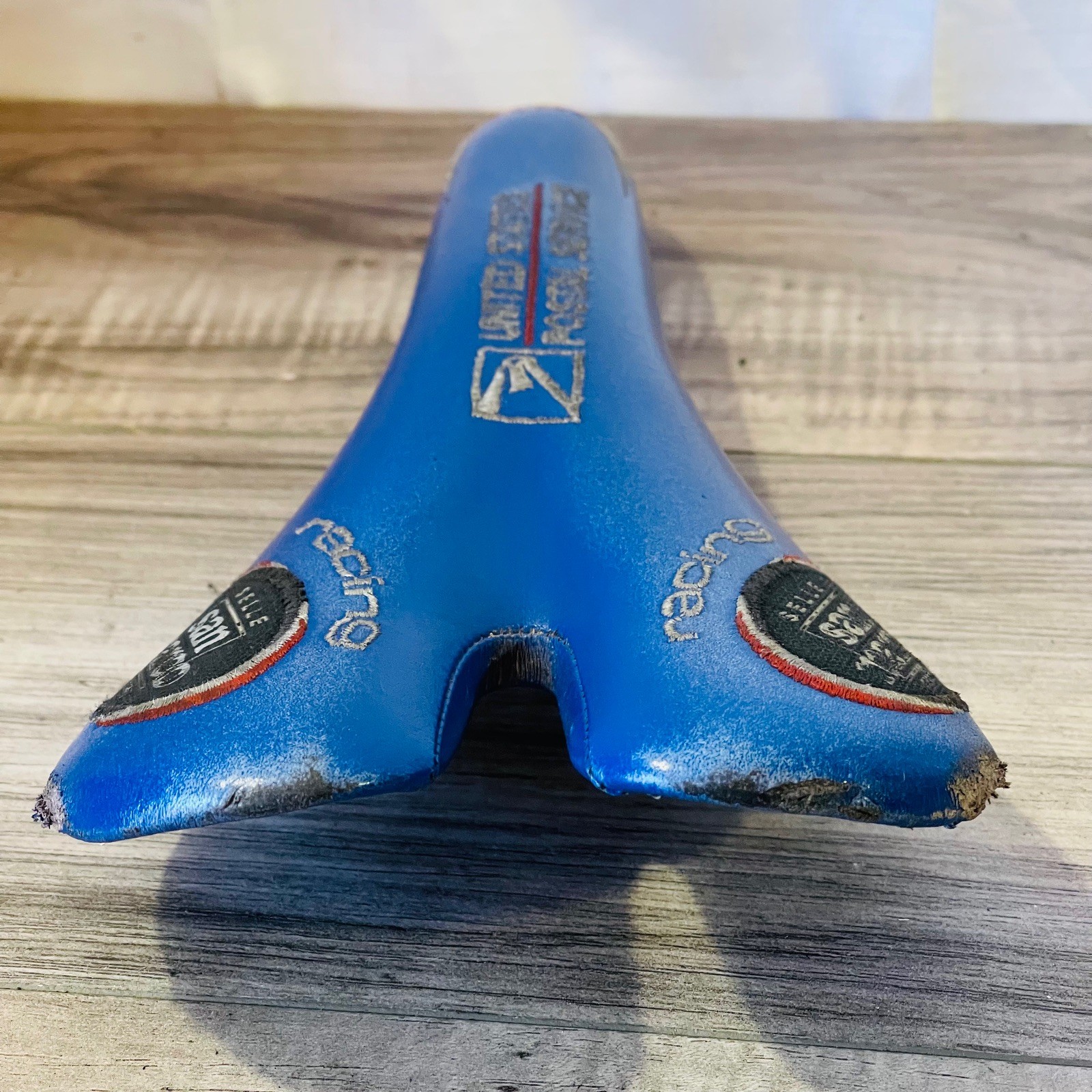 USPS Trek Selle San Marco ASPide Titanium Rail Saddle Embroidered Blue Leather