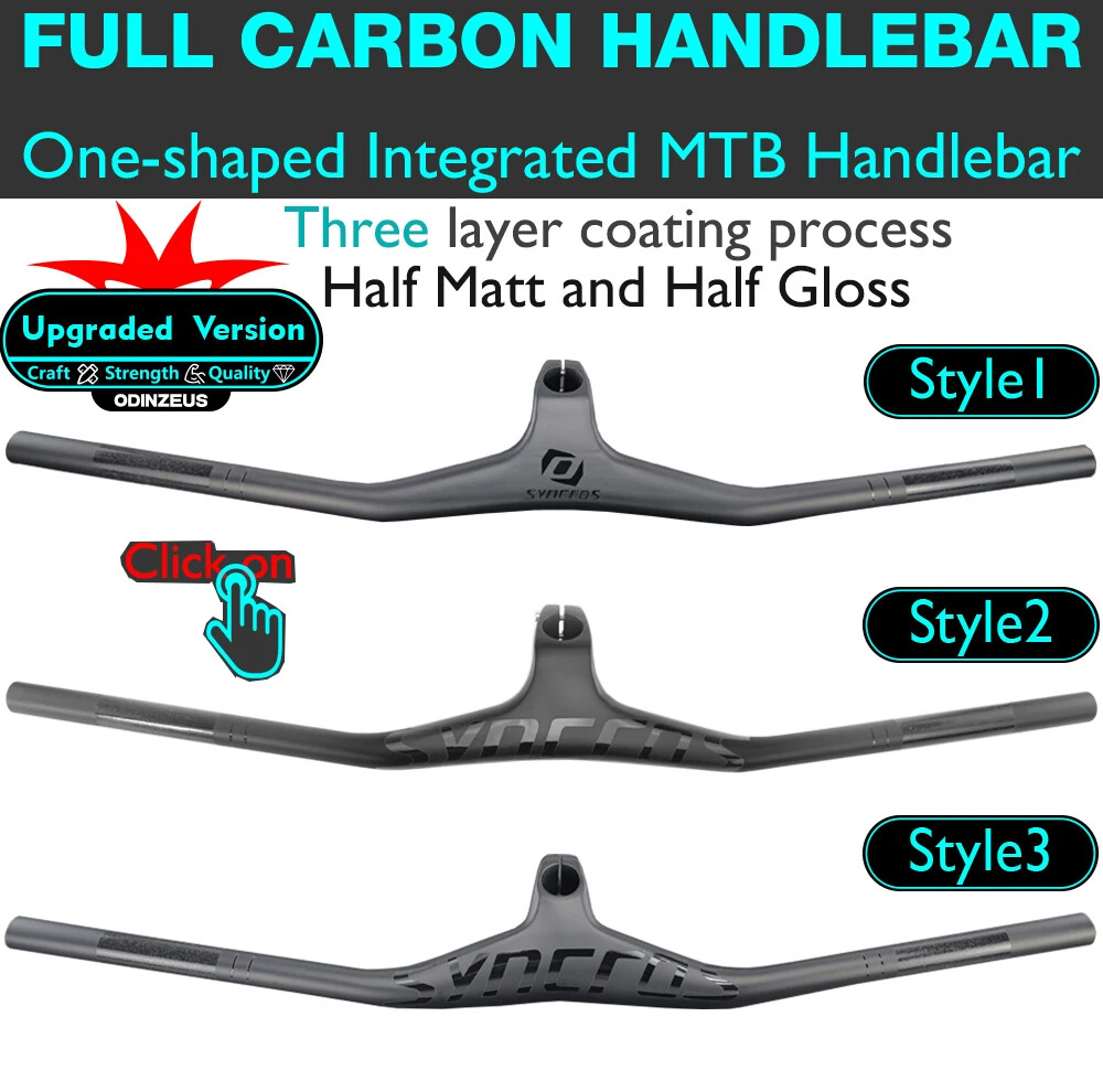Carbon Fiber MTB Bikle Integrated Handlebar with Stem Riser -17 Degree 70*740mm
