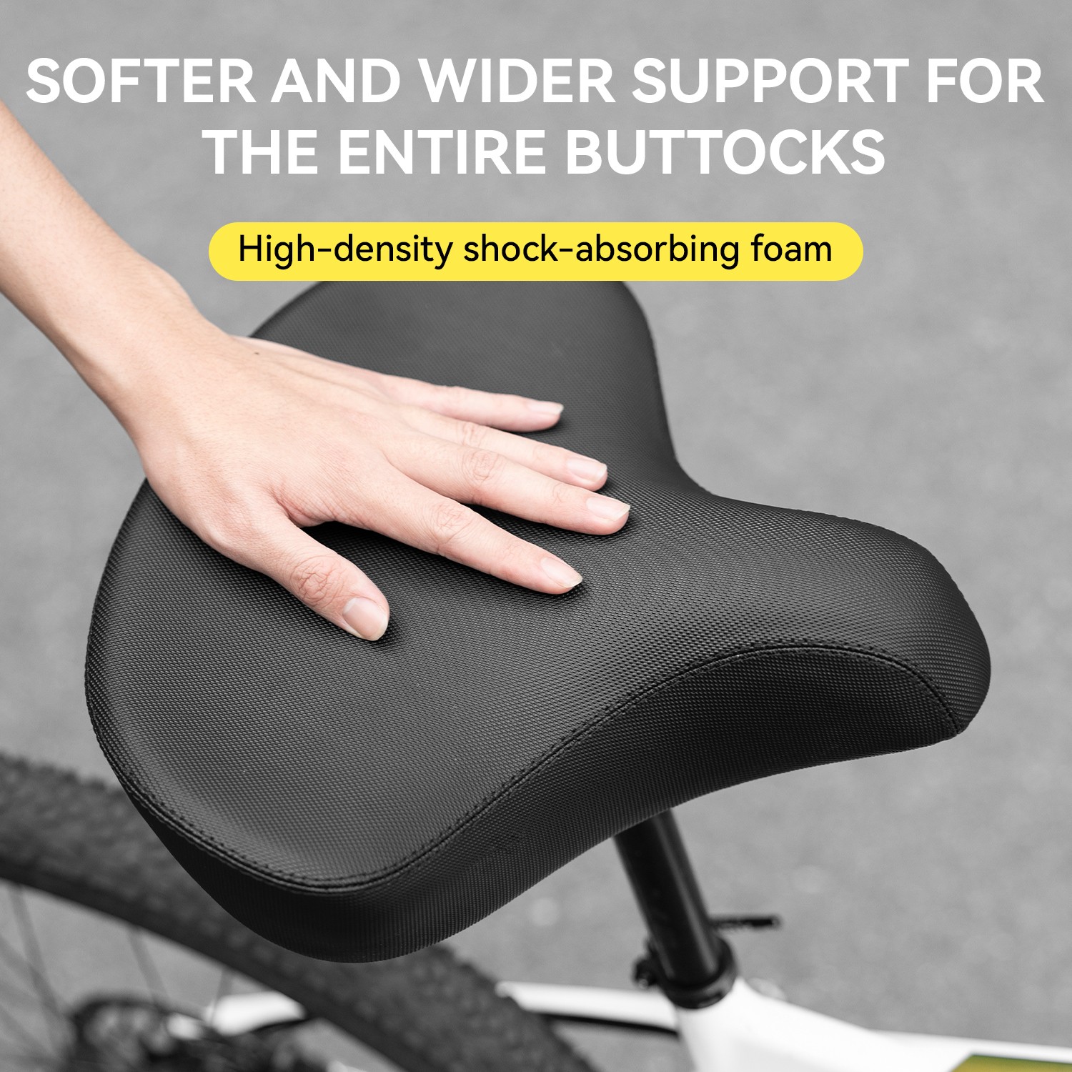 ROCKBROS Wide Bike Seat Oversized Bike Saddle Comfortable Padded Shock Absorbing