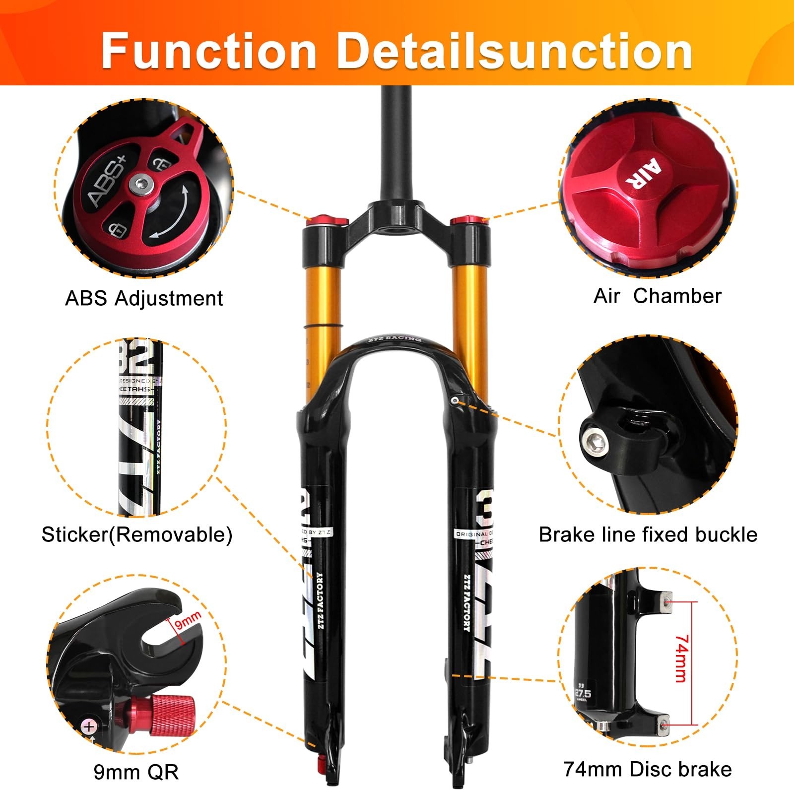 26/27.5/29 inch MTB Air Suspension Fork,120mm Travel, Rebound Adjustment,1 1/…