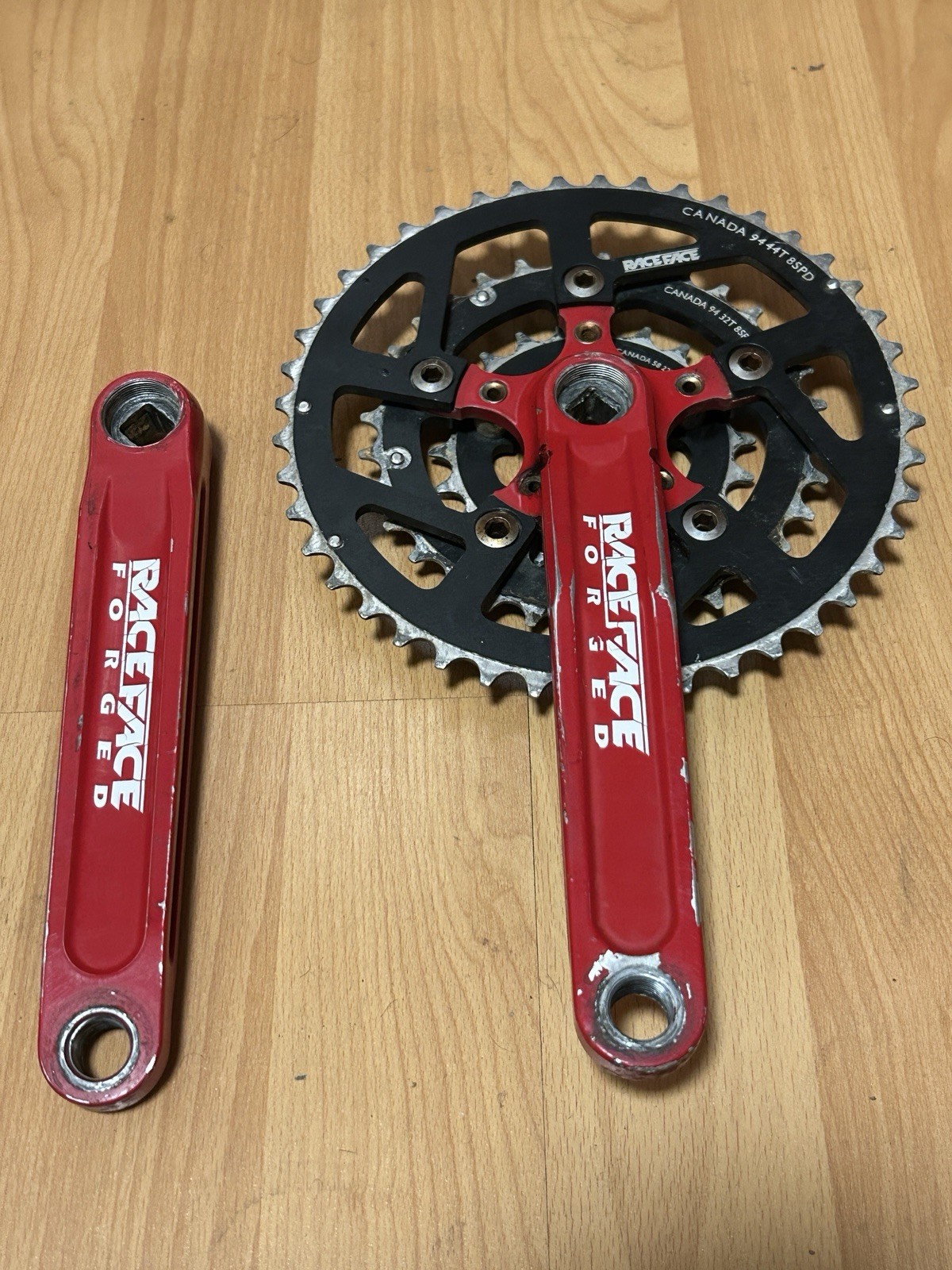 Vintage Race Face Turbine Forged Crankset RED 175mm 22 32 44T 8 Speed 90s MTB