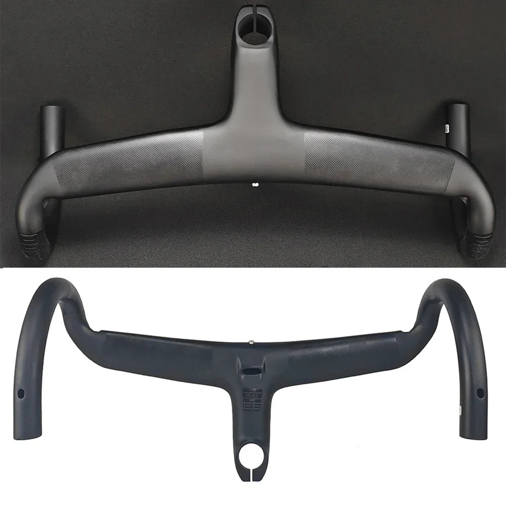 Road Bike Carbo Handlebar 6 Degree Stem Internal Cable Routing Cockpit Di2