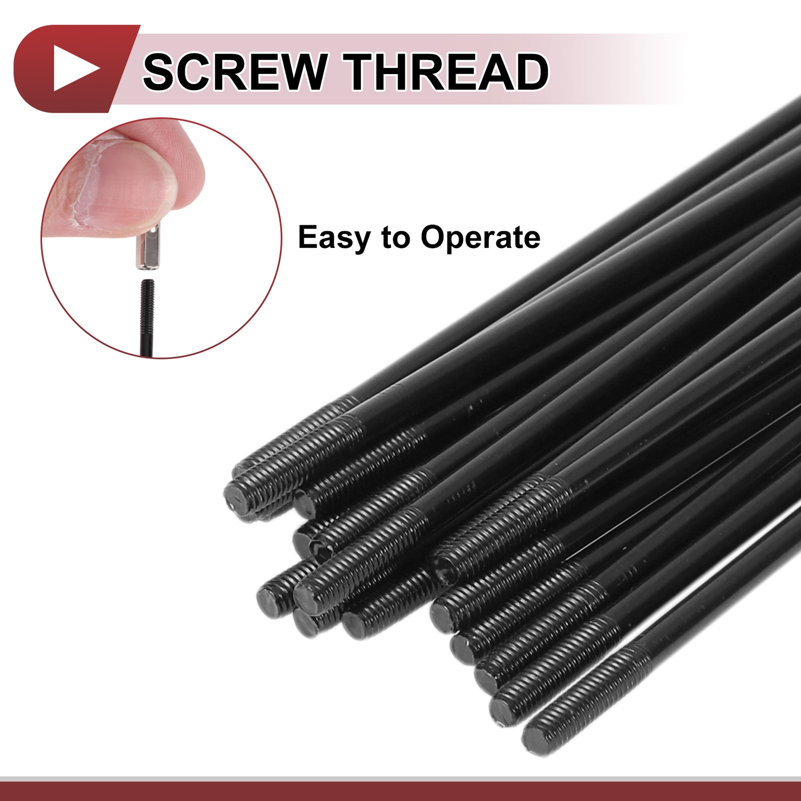 20 Set 13G Bicycle Spokes 231mm Bike Wheel Spokes 304 Stainless Steel Black