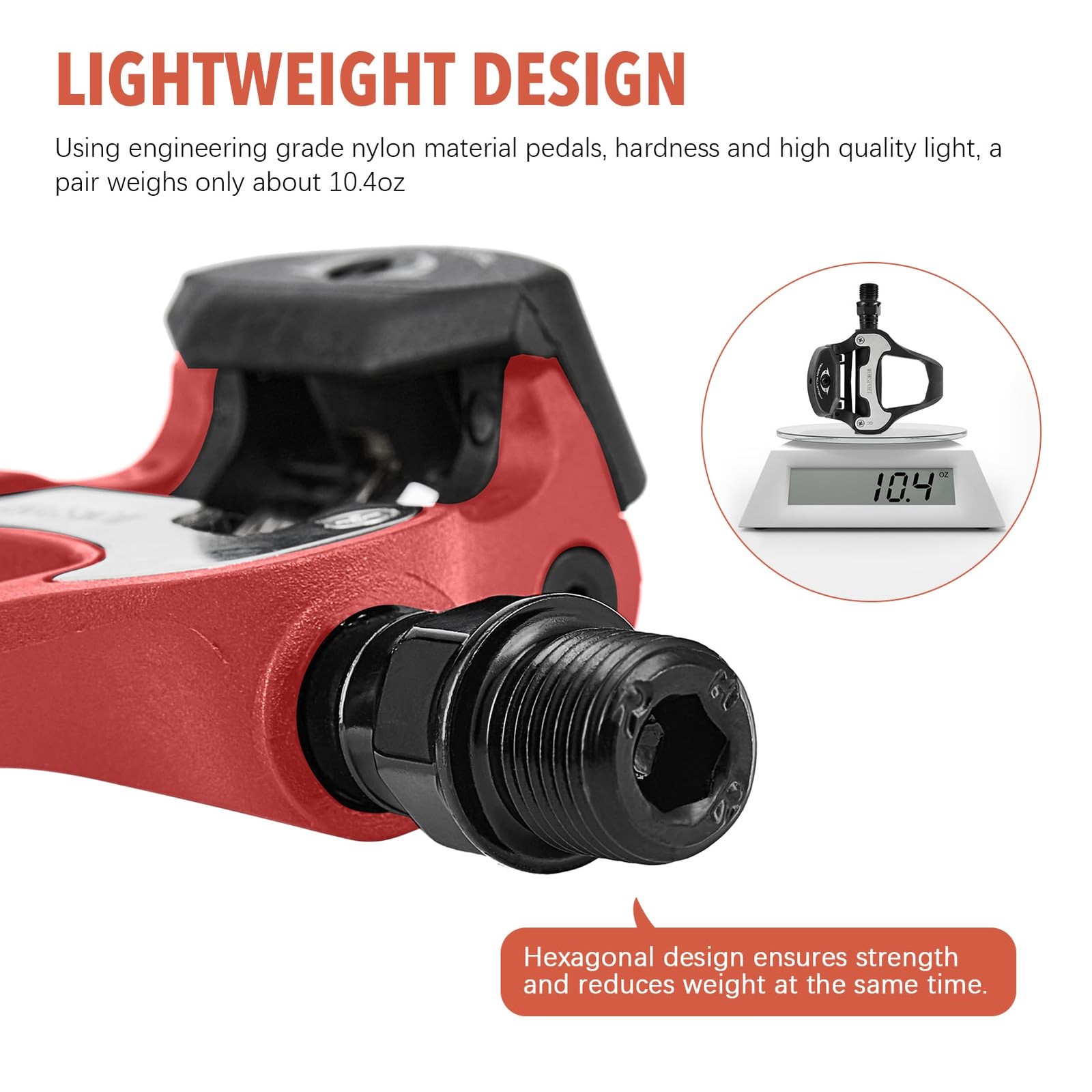 Road Bike Pedals Self-Locking Clipless Nylon Composite Fits Look Keo Cleats