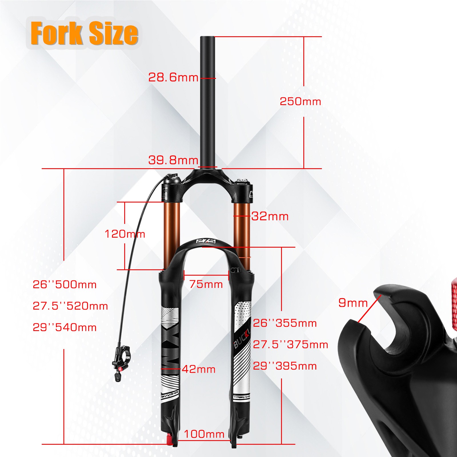 BUCKLOS For Suntour XC Air Fork MTB Bike 26/27.5/29″ Remote/Manual 100mm/120mm