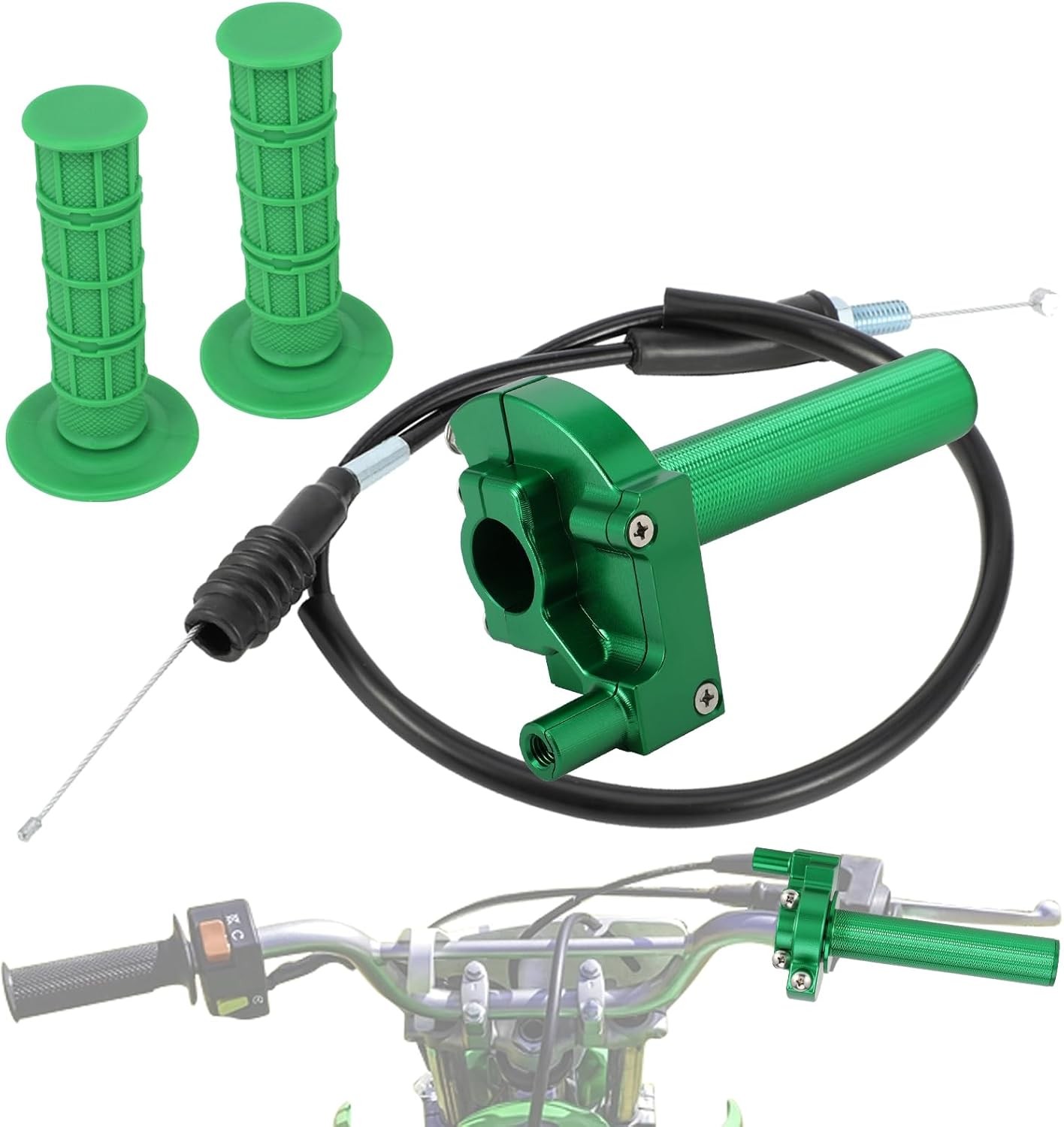 Motorcycle Throttle Twist CNC for KLX 110 140,Dirt Bike Throttle Handle green