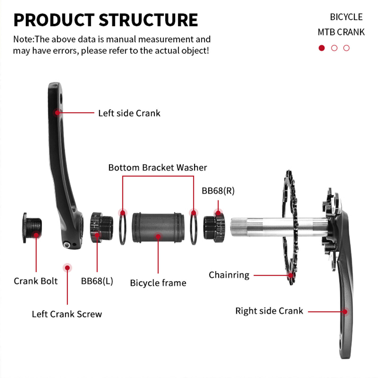 MTB 104BCD Bicycle Crankset 30T 32T 34T 36T 38T 40T 42T Mountain Bike Chainring