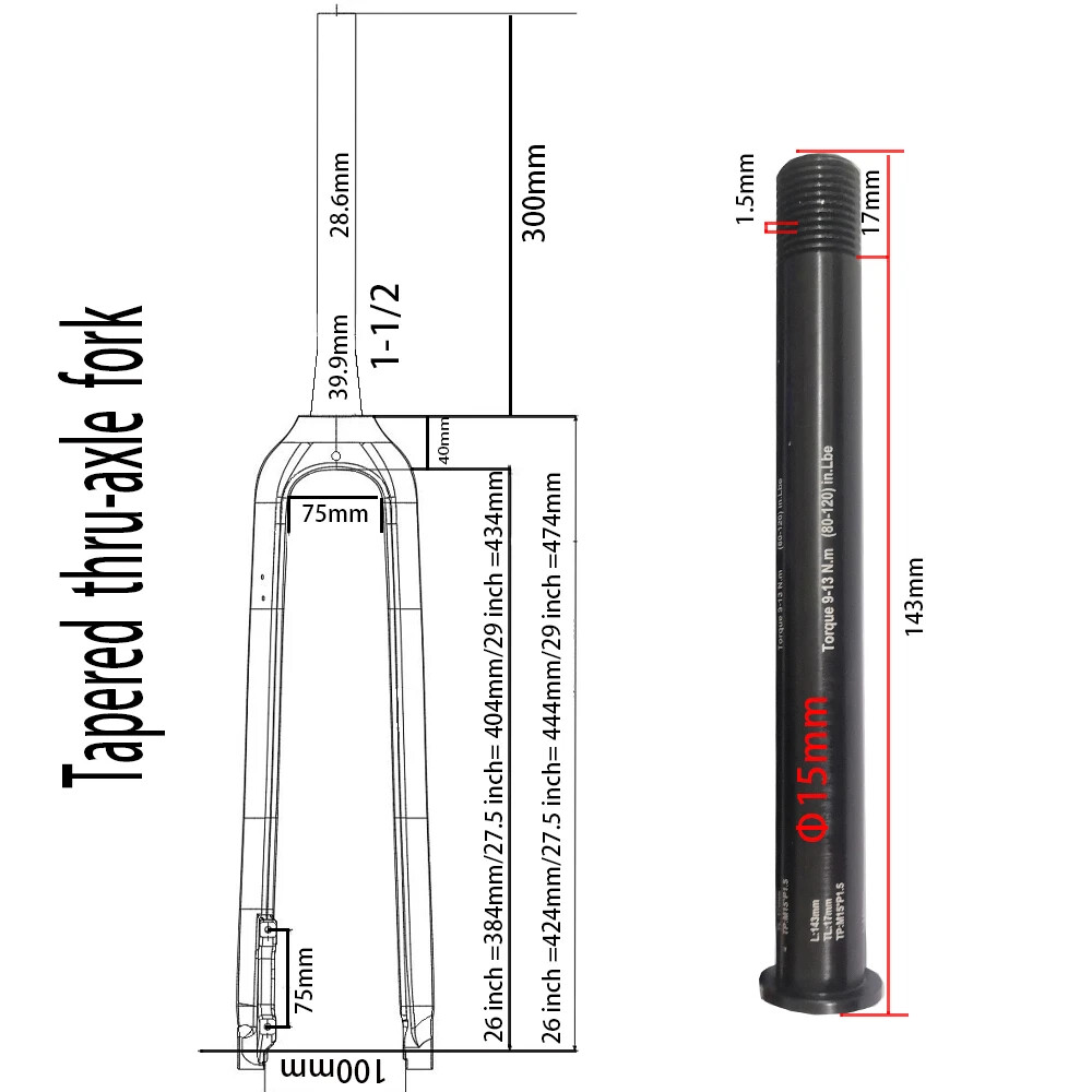 Carbon MTB Bike Rigid Fork ​Cycling Front Fork 26/27.5/29er 1-1/8 To 1-1/2