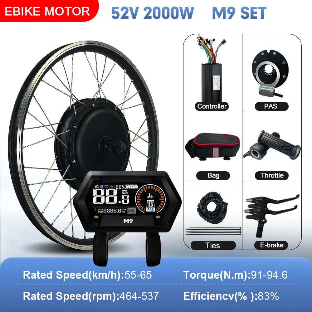 52V 2000W MTB Electric Bike 20-29inch 700C Brushless Rear Rotate Hub Motor Wheel