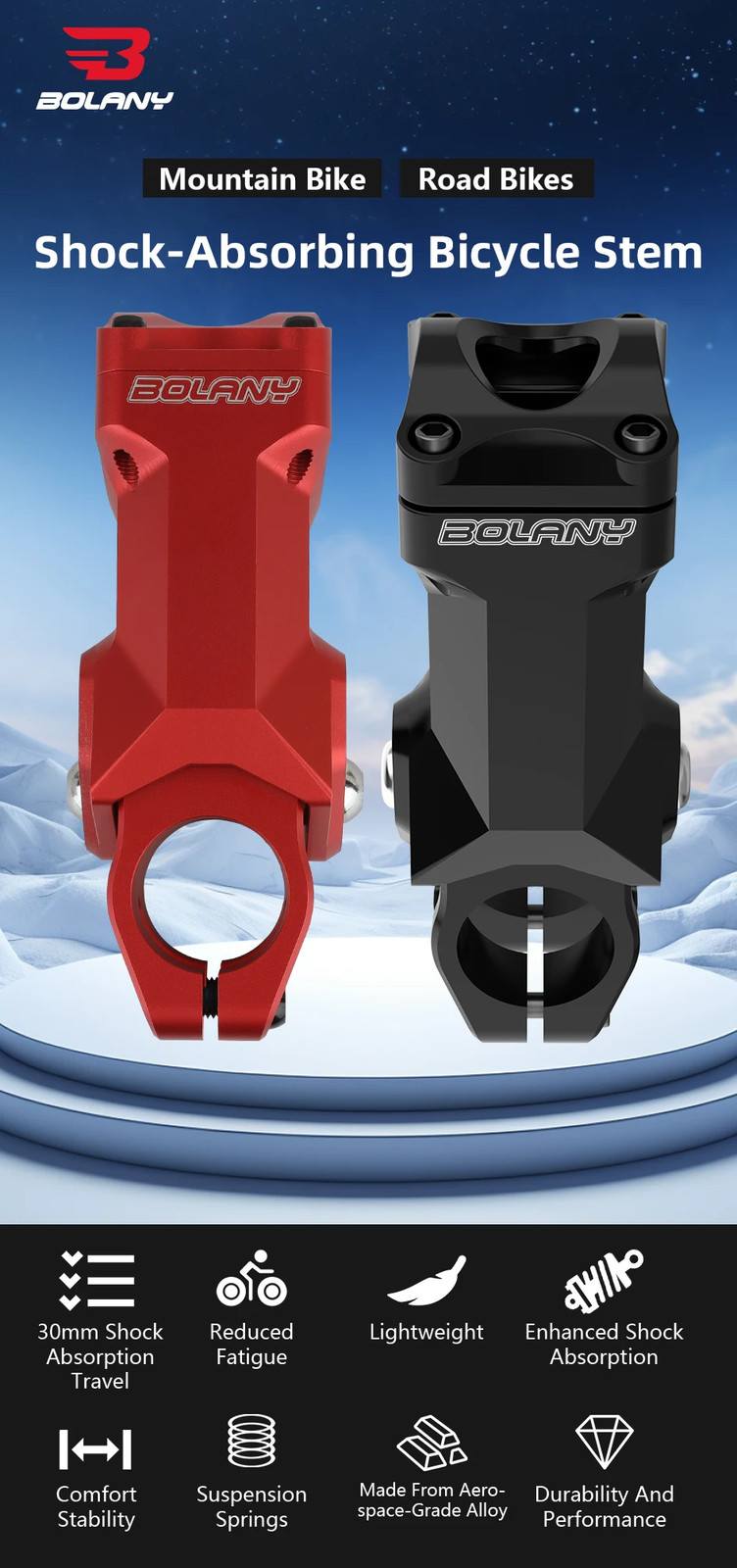 Shock Absorbing Adjustable Handlebar Stem Road Gravel Damper Suspension Stem