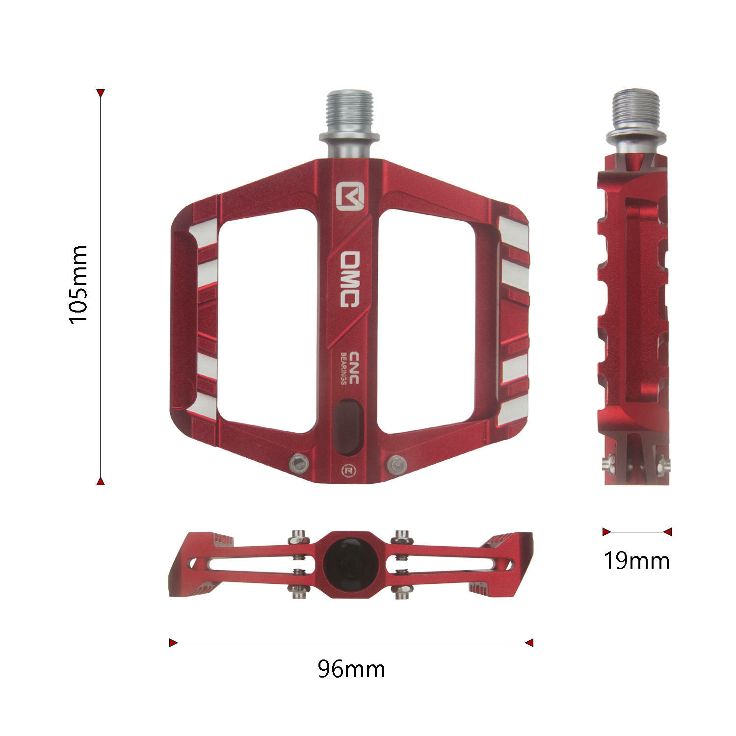 OMC-V15RE 9/16″ Aluminum Platform Mountain Bike Pedals 3 Sealed Bearing MTB BMX