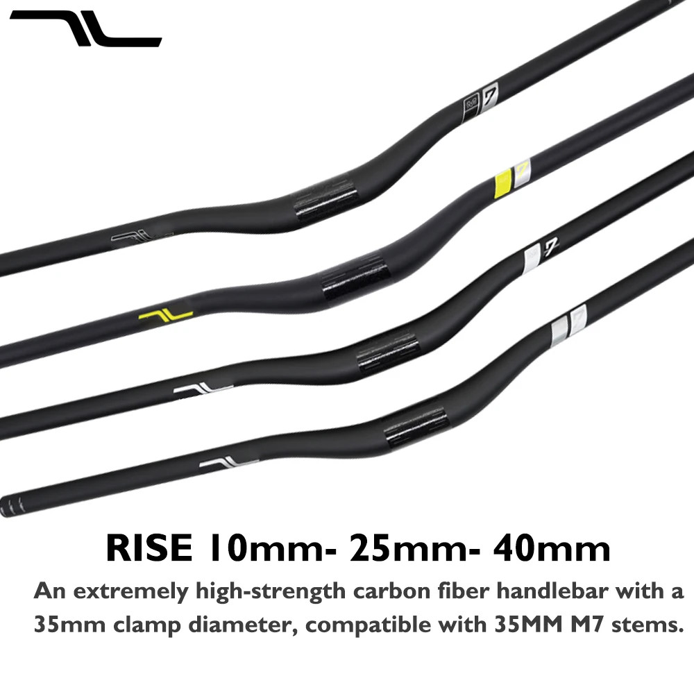35mm Clamp Carbon Fiber MTB Riser Bar 10mm 25mm 40mm Rise External Cable Routing