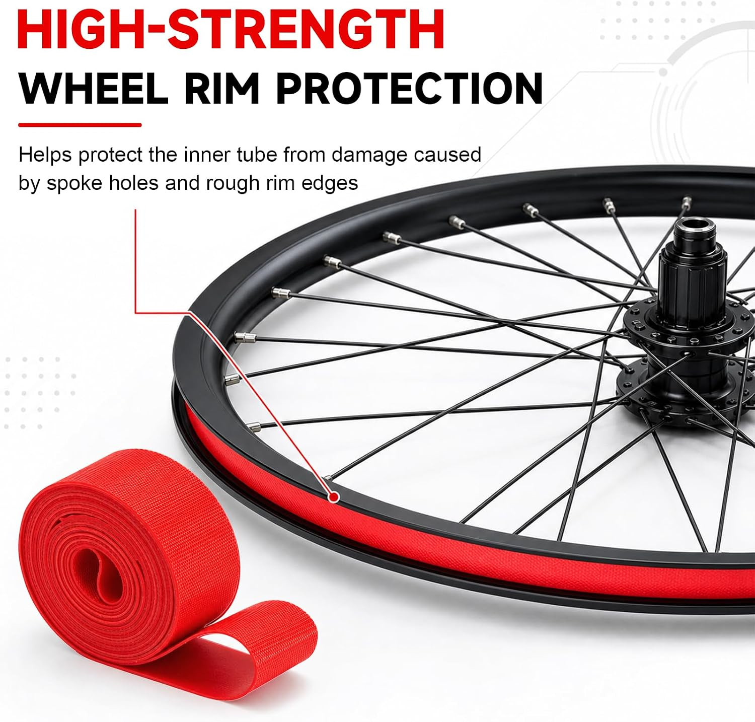 2 Pack Bicycle Rim Liner Rim Tape 26 Inch Bike Rim Strip High Pressure & Punctu