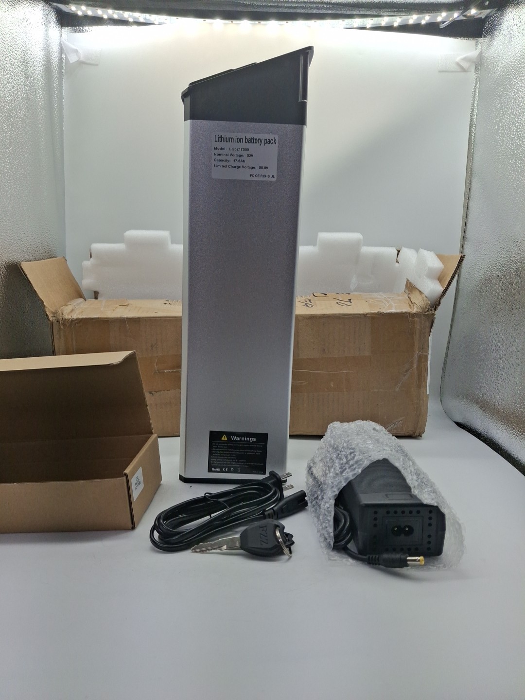 Ebike Replacemnt Battery Model LQ5217500 52V 17.5AH LIMITED CHARGE VOLTAGE 58.8V