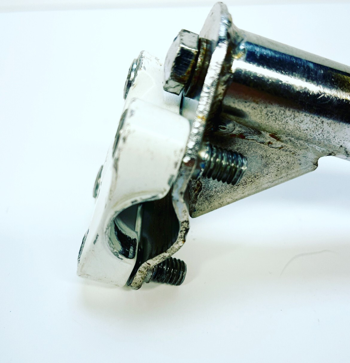 Vintage Oldschool Diamondback BMX Quill Stem White Silver Stamped BMX 6.5″X2.25″