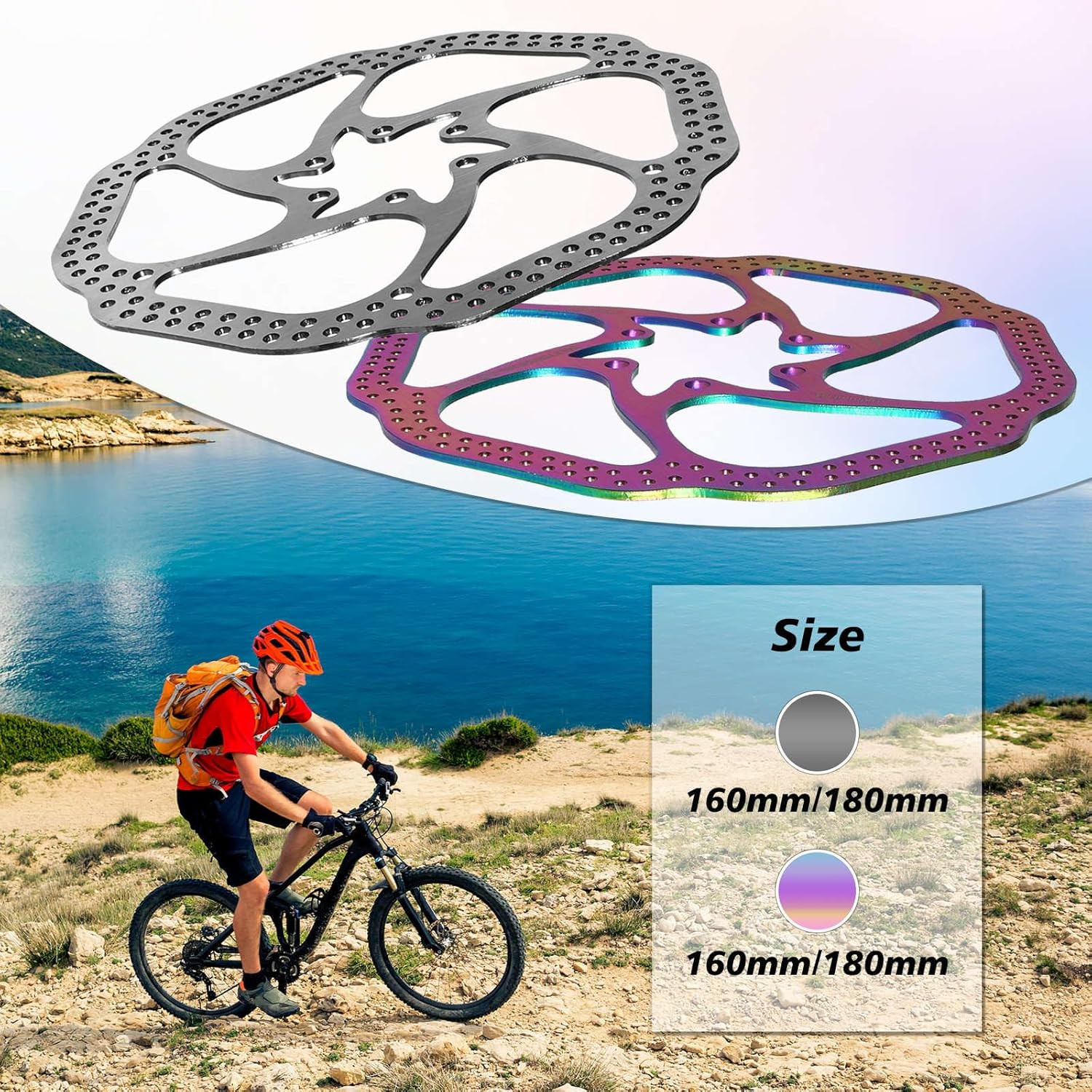 140Mm 160Mm 180Mm 203Mm MTB Disc Brake Rotor with 6 Bolts, Bicycle Brakes Stainl