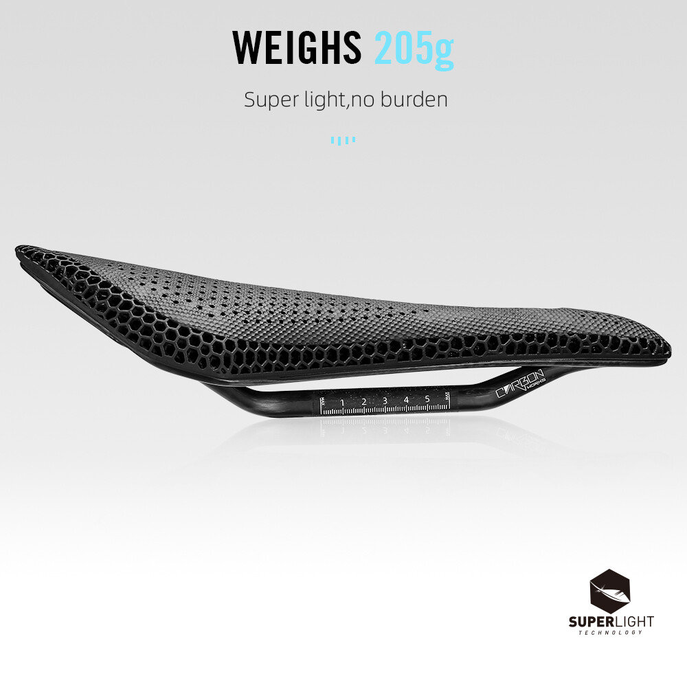 3D Printed Bike Saddle Carbon Fiber Base for Mountain Road Gravel Bicycle 145mm