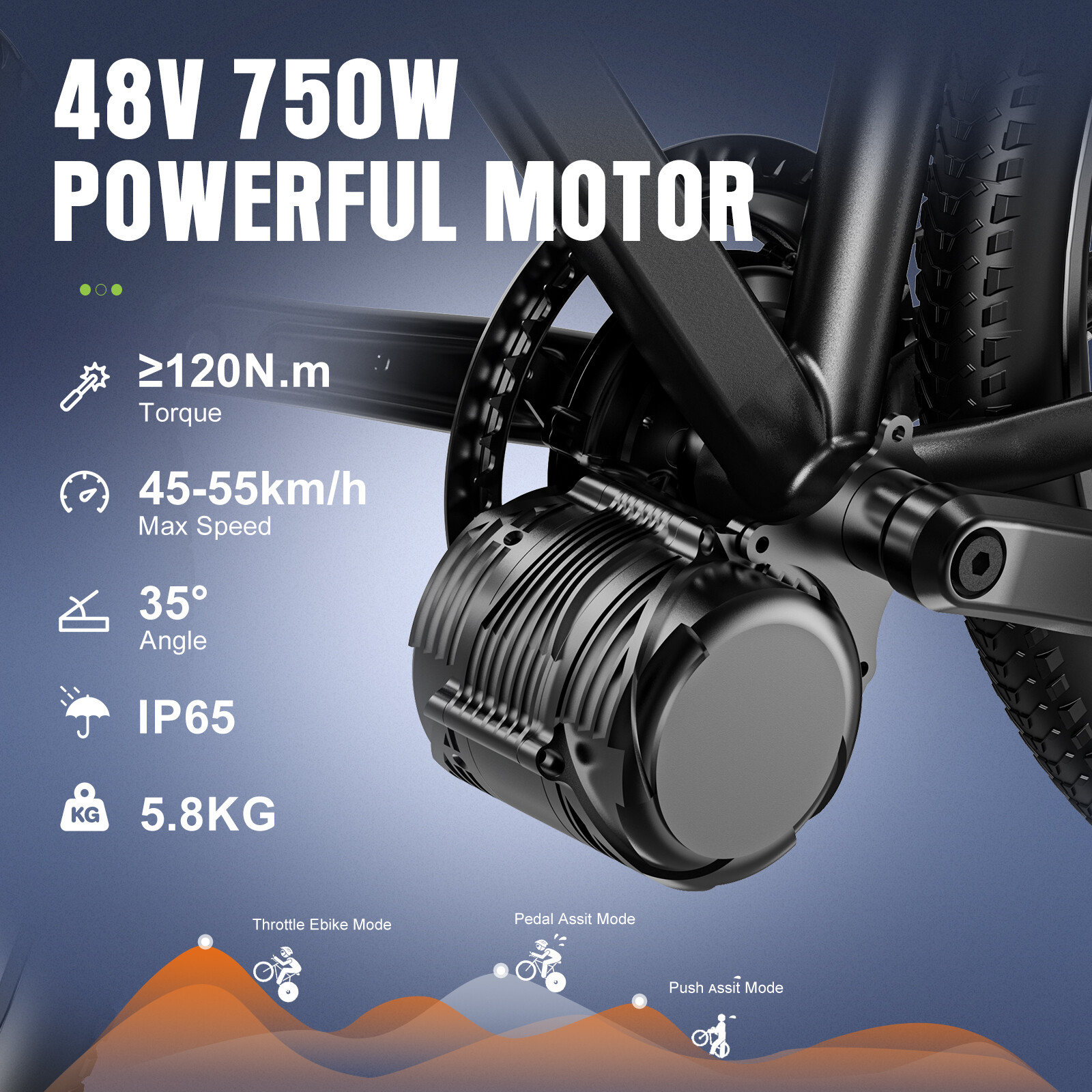 48V 500W/ 750W 68-73MM Mid Motor Kit DIY Electric Bike Conversion Torque Kits